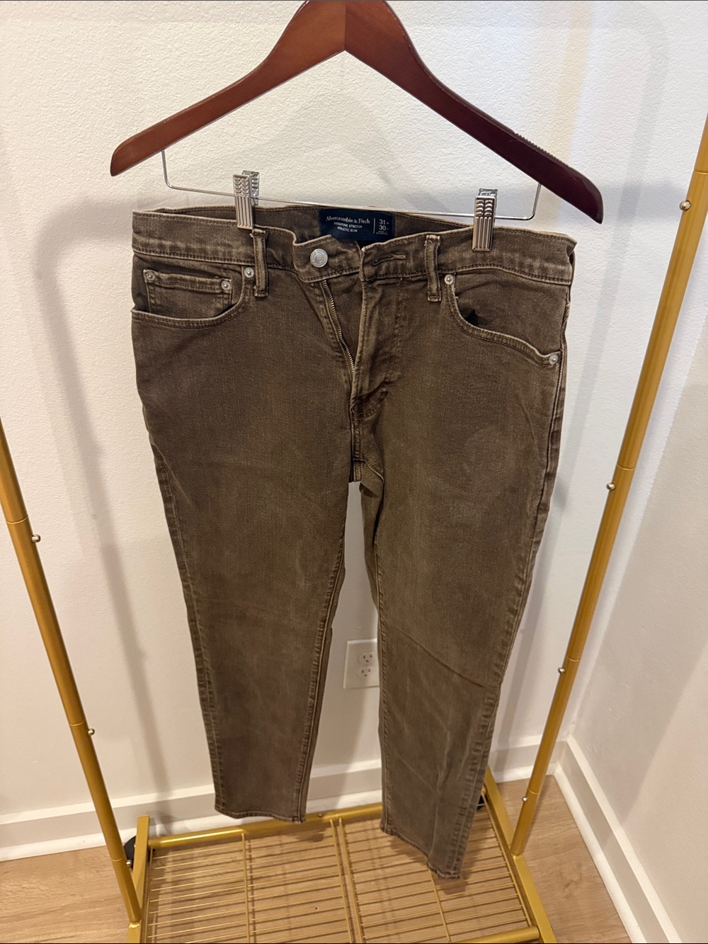 Abercrombie & Fitch Olive-Brown Straight Leg Jeans